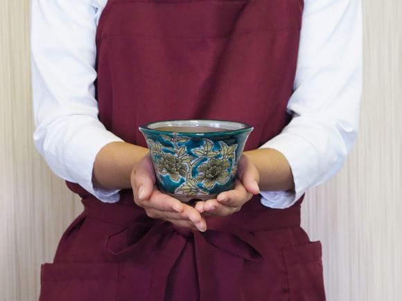 盆栽鉢 九谷焼 唐草 4号 幅12.5cm×高さ7.8cmを販売｜盆栽妙