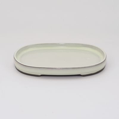瀬戸焼 小判水石 クリーム 5号 幅15.8cm×奥行10.5cm×高さ1.7cm