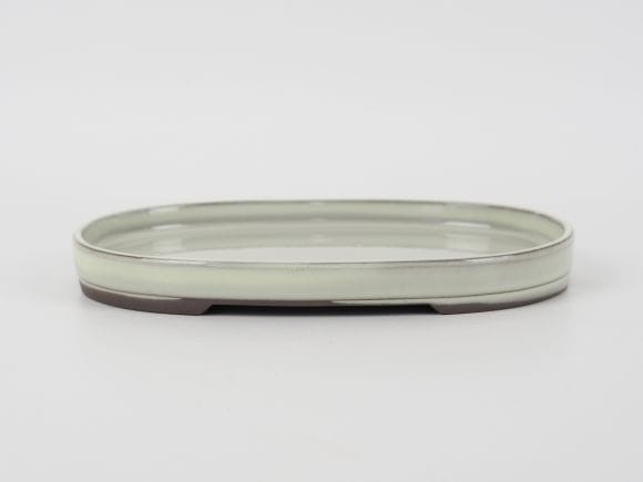 瀬戸焼 小判水石 クリーム 6号 幅18.5cm×奥行12.2cm×高さ2cm