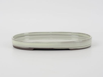 瀬戸焼 小判水石 クリーム 6号 幅18.5cm×奥行12.2cm×高さ2cm