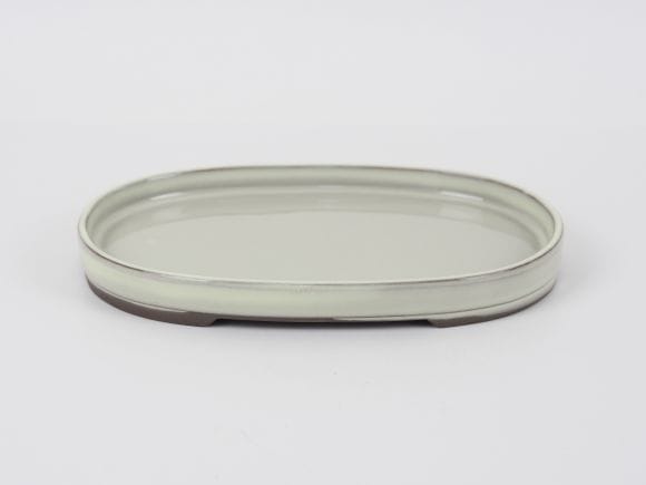 瀬戸焼 小判水石 クリーム 6号 幅18.5cm×奥行12.2cm×高さ2cm