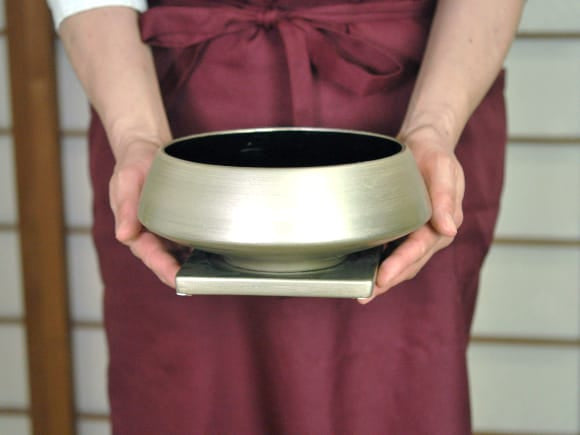 須磨銀L【受け皿付き】7号 幅約22cm(内寸幅約16cm)×高さ約9cm