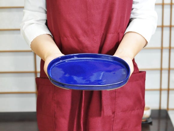 盆栽鉢 瀬戸焼 盆栽鉢 小判水石 生子 7号 幅21.3cm×奥行14.3cm