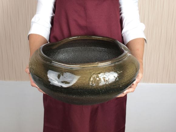 睡蓮鉢 めだか鉢 黒ビードロ水鉢 13号サイズ｜ 盆栽妙 – 盆栽妙 本店