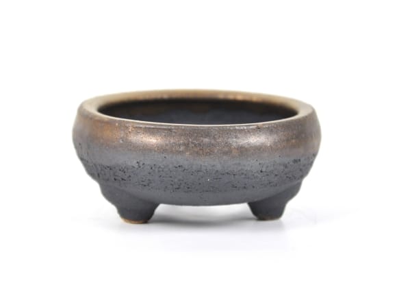 信楽焼 久庵 鉄鉢金彩 3号 幅9cm×高さ4cmを販売｜盆栽妙 – 盆栽妙 本店