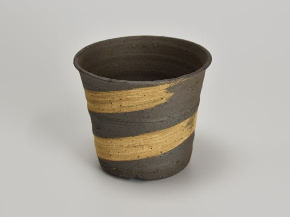 盆栽鉢 盆栽妙 作家 鉢 3号 フチ広中深 鉢 伊藤光伸作 幅11.2cm×高さ3.5cm 盆栽 鉢 盆栽鉢 作家鉢 4号 フチすじ入り変形丸鉢 伊藤光伸作 幅