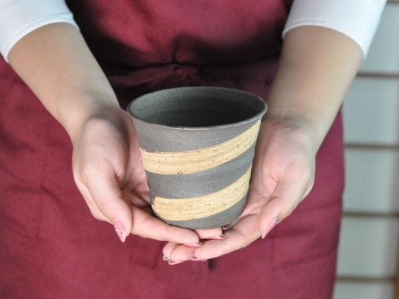 盆栽鉢 盆栽妙 作家 鉢 3号 フチ広中深 鉢 伊藤光伸作 幅11.2cm×高さ3.5cm 盆栽 鉢 盆栽鉢 作家鉢 4号 フチすじ入り変形丸鉢 伊藤光伸作 幅