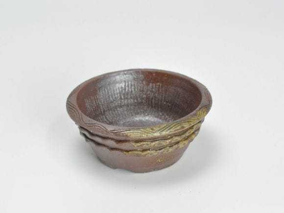 作家鉢　3.5号　フチ櫛目二重縄丸鉢　伊藤光伸作　幅10cm×高さ4.5cm