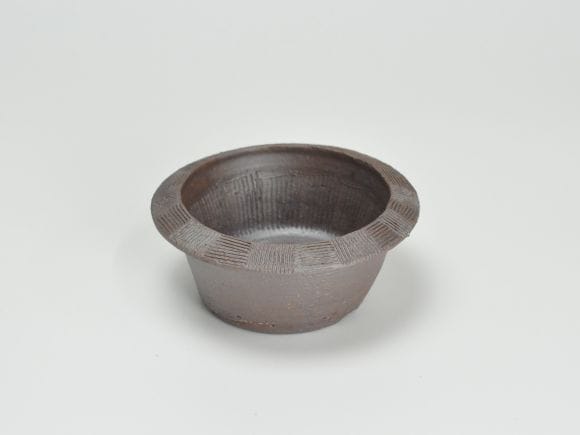 作家鉢　3.5号　フチ櫛目中深鉢　伊藤光伸作　　幅12cm×高さ5cm