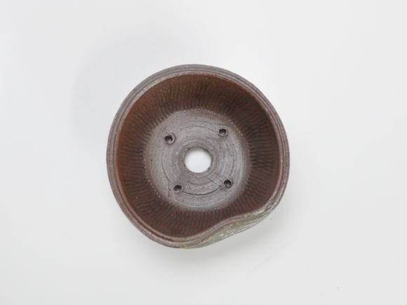 作家鉢　3.5号　フチすじ入り変形丸鉢　伊藤光伸作　幅10.7cm×高さ5.5cm