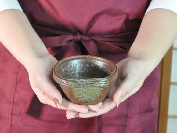 作家鉢　3.5号　フチすじ入り変形丸鉢　伊藤光伸作　幅10.7cm×高さ5.5cm
