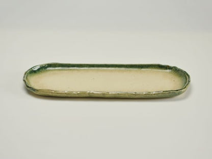 小判切立鉢9号 オリベ【受け皿付き】鉢幅25cm×奥行8.5cm×高さ7cm
