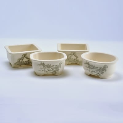 山水3.5号 4点セット 鉢幅約10～11cm×奥行約8～9cm×高さ約5cm