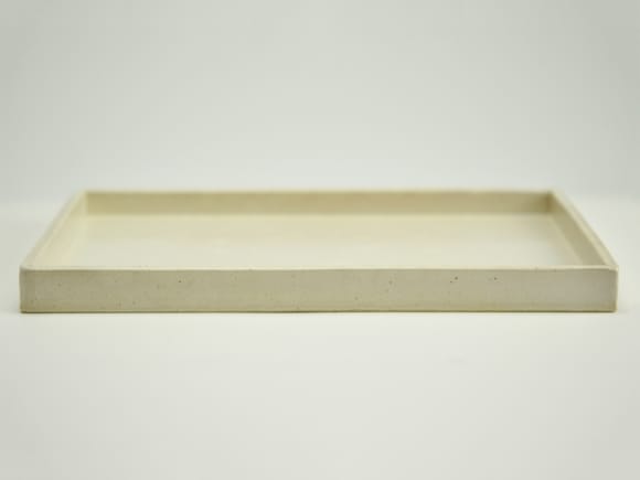 白 長角手造り水石 6号 幅約19cm×奥行約13cm×高さ約2～3cm
