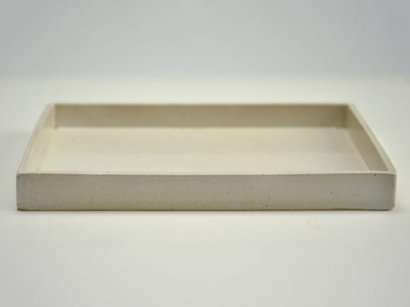 白 長角手造り水石 8号 幅約24cm×奥行約18cm×高さ約2～3cm