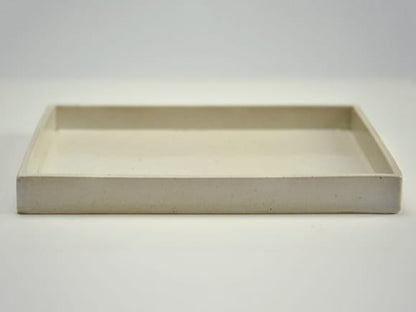 白 長角手造り水石 8号 幅約24cm×奥行約18cm×高さ約2～3cm