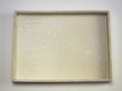白 長角手造り水石 8号 幅約24cm×奥行約18cm×高さ約2～3cm
