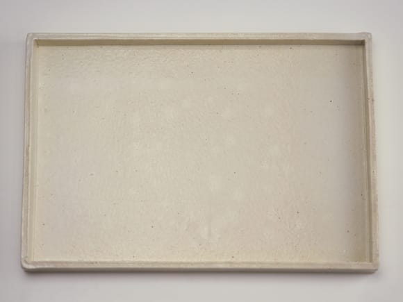 白 長角手造り水石 12号 幅約36cm×奥行約24cm×高さ約2～3cm