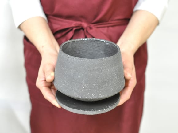 イオニアラウンド グレイL【受け皿付き】幅約16cm×奥行約15cm×高さ約11.5cm/内寸幅約12cm×奥行約11cm×高さ約10cm