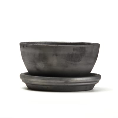 椀型いぶし 4号【受け皿付き】幅約12～13cm×高さ約6～7cm 受け皿幅約12～13cm×高さ約2cm