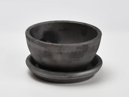椀型いぶし 4号【受け皿付き】幅約12～13cm×高さ約6～7cm 受け皿幅約12～13cm×高さ約2cm