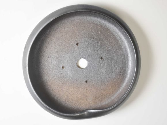 【信楽焼】 銀彩えくぼ10号穴有り 鉢幅約30cm×高さ約6cm