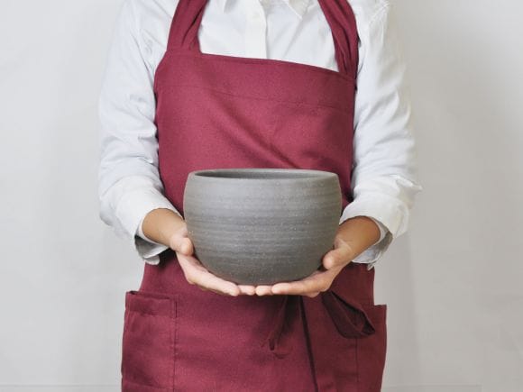 銀灰 和モダン丸鉢 6号 幅約18.5cm×高さ約12.5cm
