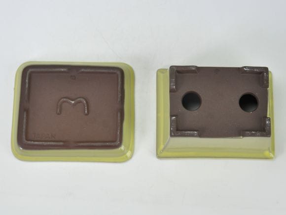 【萬古焼】黄4.5号長角切足　受け皿付き