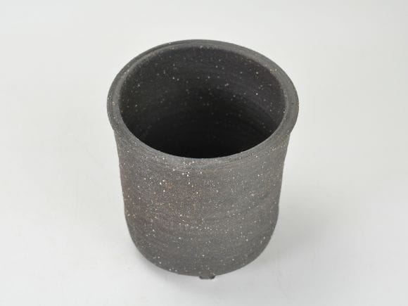 銀灰 寸胴足つき 4号 鉢幅約12cmX高さ約12cm