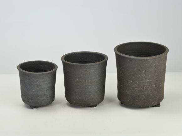 銀灰 寸胴足つき 4号 鉢幅約12cmX高さ約12cm