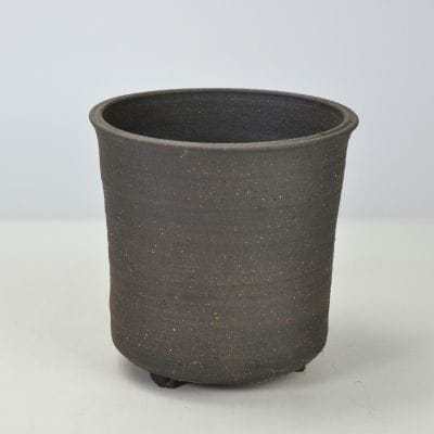 銀灰 寸胴足つき 5号 鉢幅約14cmX高さ約15cm