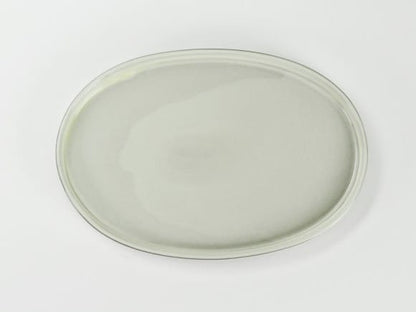 瀬戸焼クリーム8号小判水石 幅26cm×奥行き17.5cm×高さ2cm