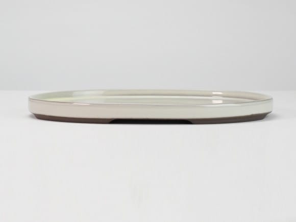 瀬戸焼クリーム10号小判水石 幅31.5cm×奥行き23cm×高さ2.5cm