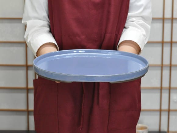 瀬戸焼キンヨー10号小判水石 幅31.5cm×奥行き23cm×高さ2.5cm