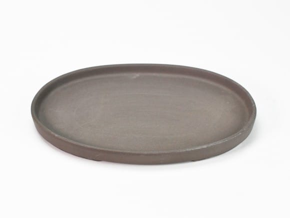 瀬戸焼ウ泥8号小判水石(穴ナシ) 幅25cm×奥行き17cm×高さ2.8cm