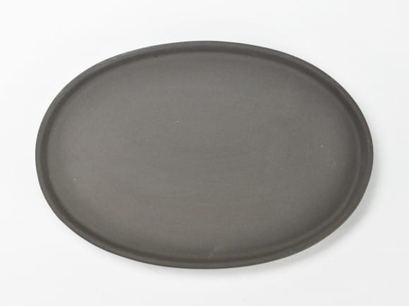 瀬戸焼ウ泥8号小判水石(穴ナシ) 幅25cm×奥行き17cm×高さ2.8cm