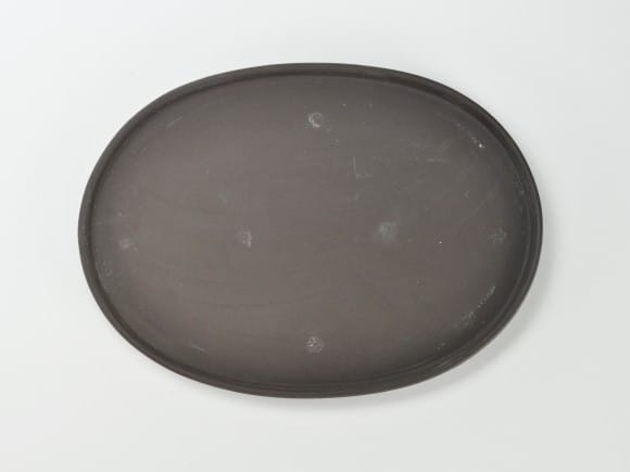 瀬戸焼ウ泥10号小判水石(穴ナシ) 幅31cm×奥行き21cm×高さ2.8cm