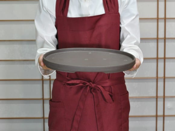 瀬戸焼ウ泥10号小判水石(穴ナシ) 幅31cm×奥行き21cm×高さ2.8cm