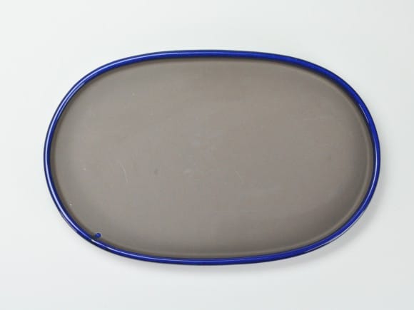 瀬戸焼生子12号小判水石(穴ナシ) 幅37cm×奥行き23.7cm×高さ3cm