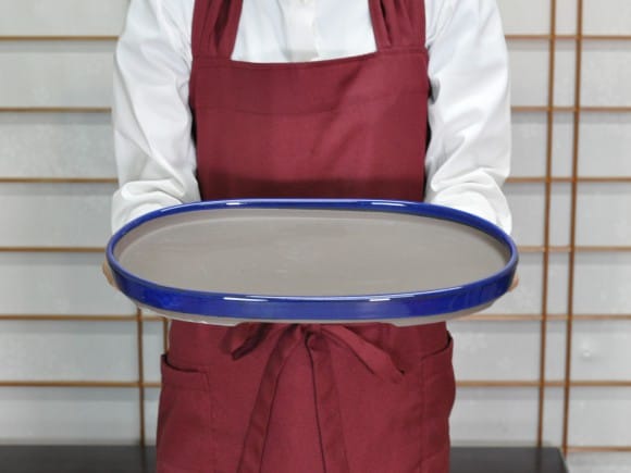 瀬戸焼生子12号小判水石(穴ナシ) 幅37cm×奥行き23.7cm×高さ3cm