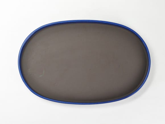 瀬戸焼生子14号小判水石(穴ナシ) 幅44.7cm×奥行き28.5cm×高さ3.2cm