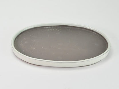 瀬戸焼クリーム9号小判水石(穴ナシ) 幅27.8cm×奥行き19cm×高さ2.8cm