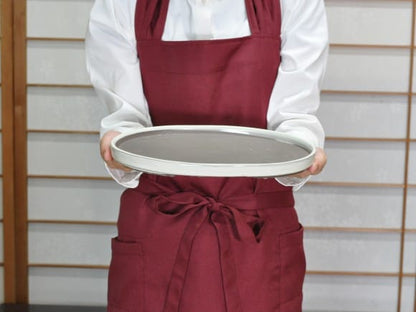 瀬戸焼クリーム9号小判水石(穴ナシ) 幅27.8cm×奥行き19cm×高さ2.8cm
