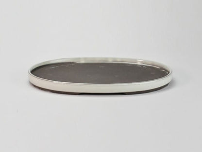 瀬戸焼クリーム10号小判水石(穴ナシ) 幅31cm×奥行き21cm×高さ2.8cm