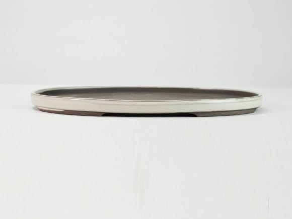 瀬戸焼クリーム11号小判水石(穴ナシ) 幅34cm×奥行き21.8cm×高さ2.8cm
