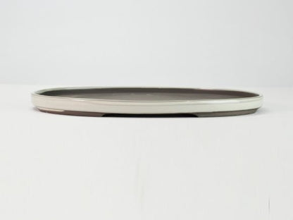 瀬戸焼クリーム11号小判水石(穴ナシ) 幅34cm×奥行き21.8cm×高さ2.8cm