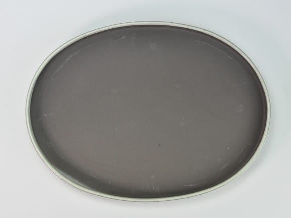 瀬戸焼クリーム11号小判水石(穴ナシ) 幅34cm×奥行き21.8cm×高さ2.8cm