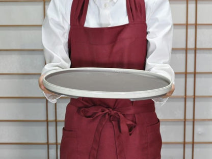 瀬戸焼クリーム11号小判水石(穴ナシ) 幅34cm×奥行き21.8cm×高さ2.8cm