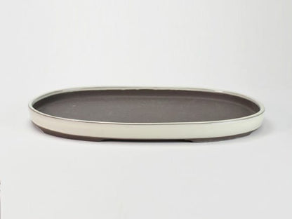 瀬戸焼クリーム12号小判水石(穴ナシ) 幅37cm×奥行き23.7cm×高さ3cm