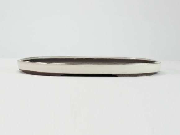 瀬戸焼クリーム12号小判水石(穴ナシ) 幅37cm×奥行き23.7cm×高さ3cm